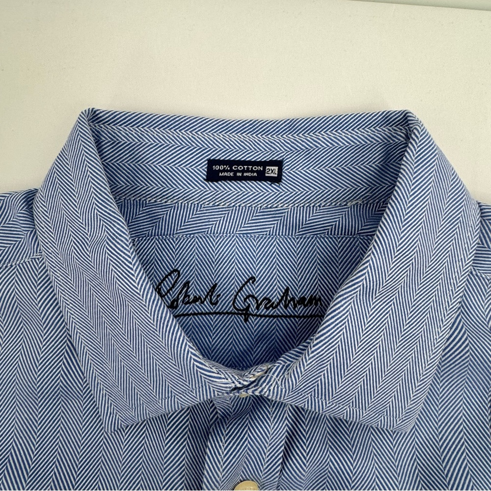 Robert Graham Button Down French Cuff Shirt Men’s 2XL Blue Houndstooth - Picture 3 of 13
